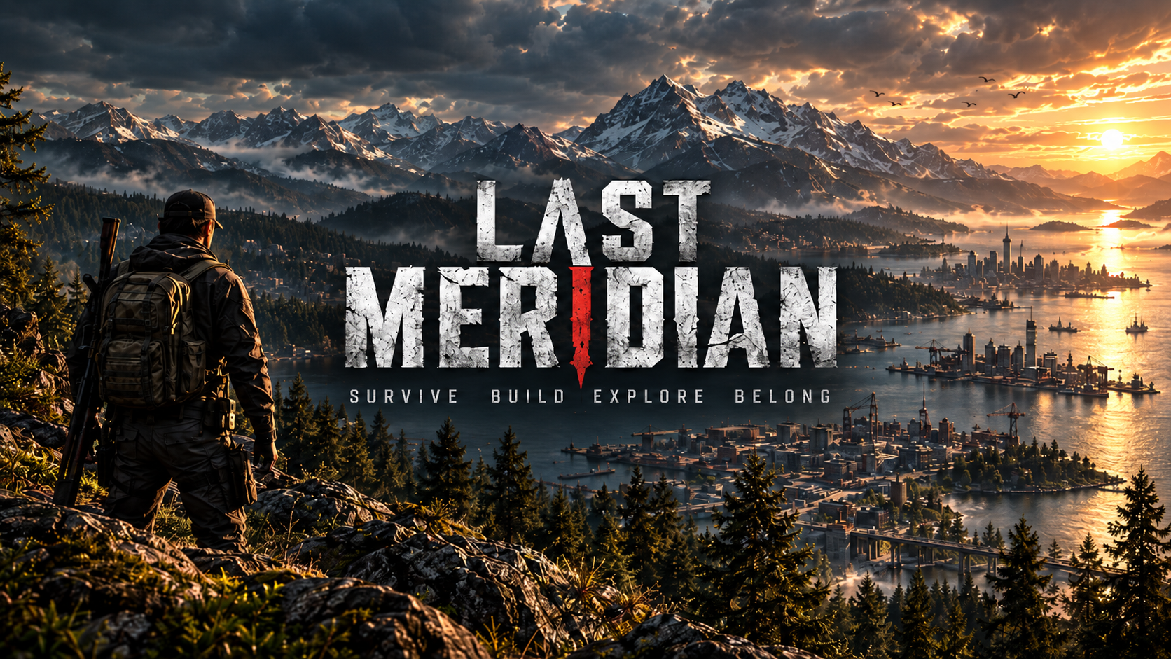 A cinematic view of Meridian Island from Last Meridian